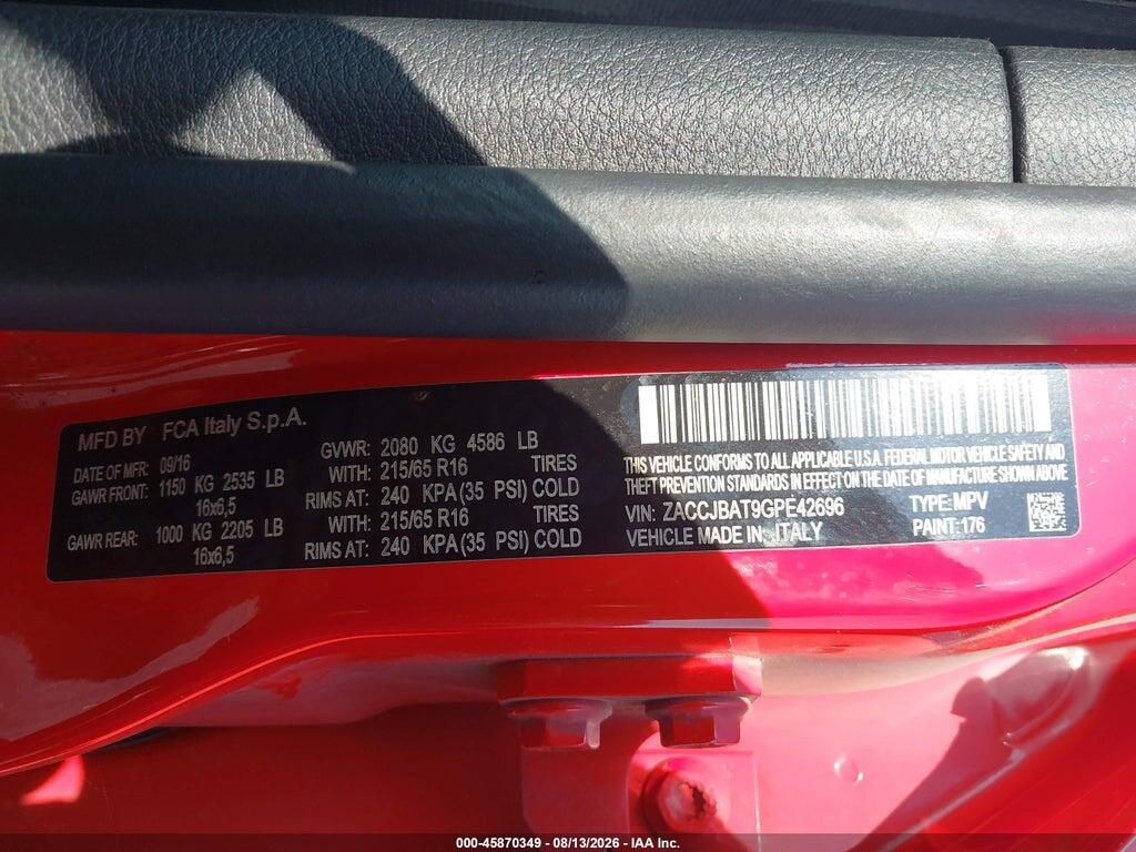 ZACCJBAT9GPE42696 2016 JEEP RENEGADE photo no. 9