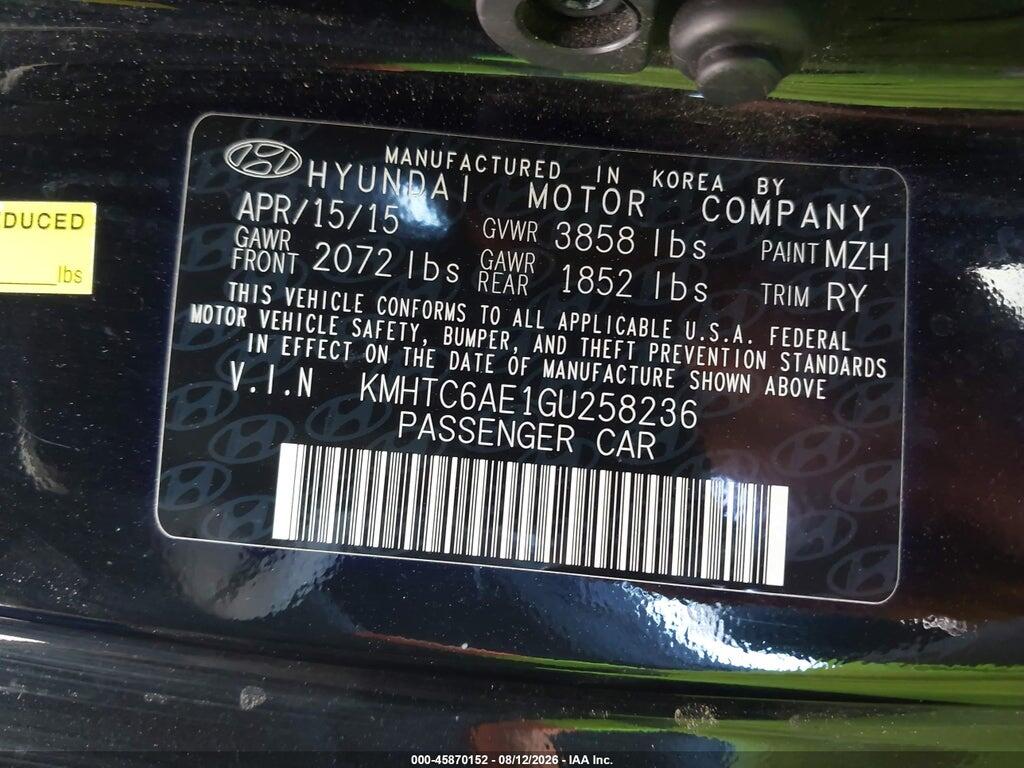 KMHTC6AE1GU258236 2016 HYUNDAI VELOSTER photo no. 9