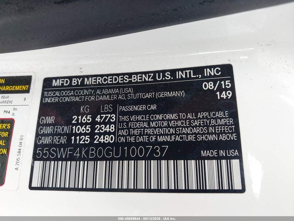 55SWF4KB0GU100737 2016 MERCEDES-BENZ C 300 photo no. 9