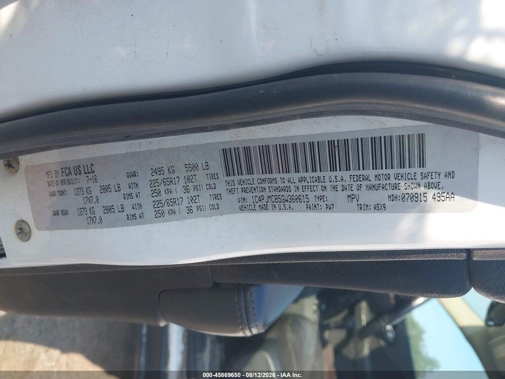 1C4PJMCB5GW360615 2016 JEEP CHEROKEE photo no. 9