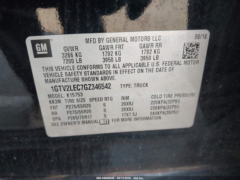 1GTV2LEC7GZ346542 2016 GMC SIERRA 1500 photo no. 9