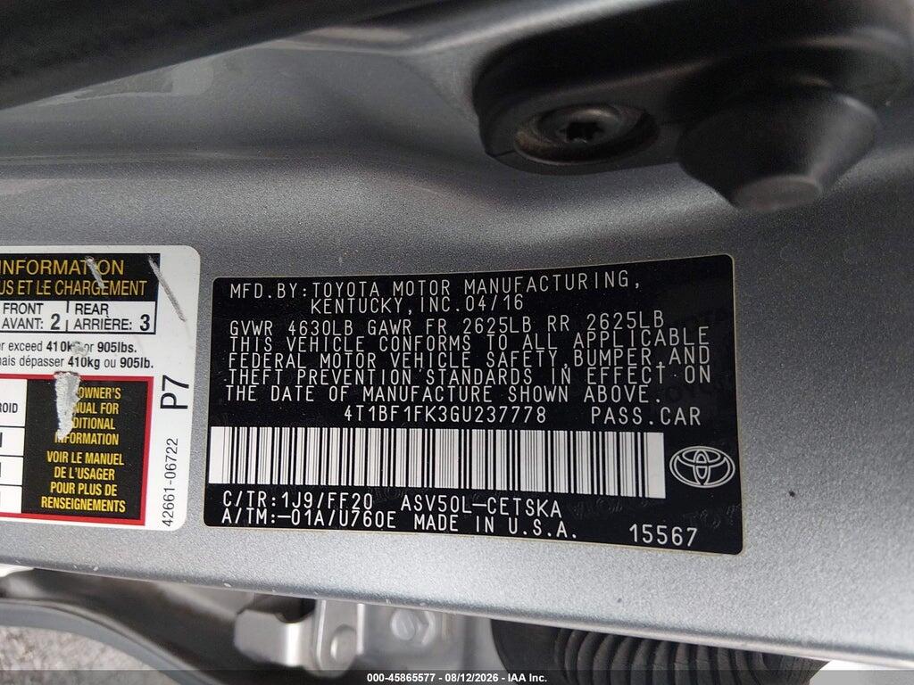 4T1BF1FK3GU237778 2016 TOYOTA CAMRY photo no. 9
