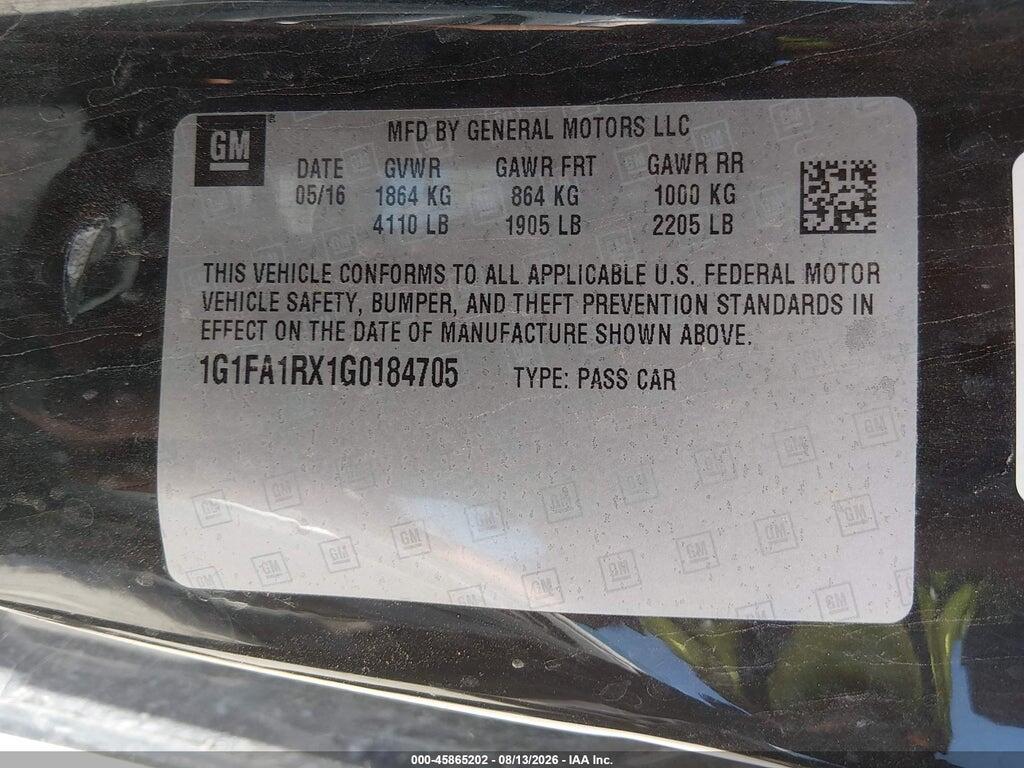 1G1FA1RX1G0184705 2016 CHEVROLET CAMARO photo no. 9