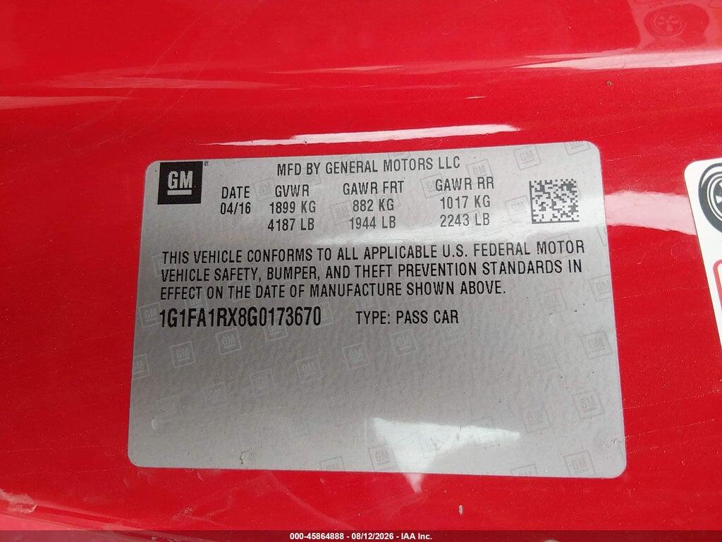 1G1FA1RX8G0173670 2016 CHEVROLET CAMARO photo no. 9