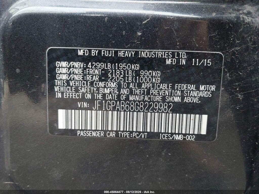 JF1GPAB68G8229982 2016 SUBARU IMPREZA photo no. 9