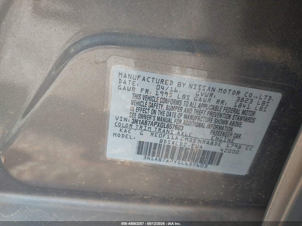 3N1AB7APXGL657603 2016 NISSAN SENTRA photo no. 9