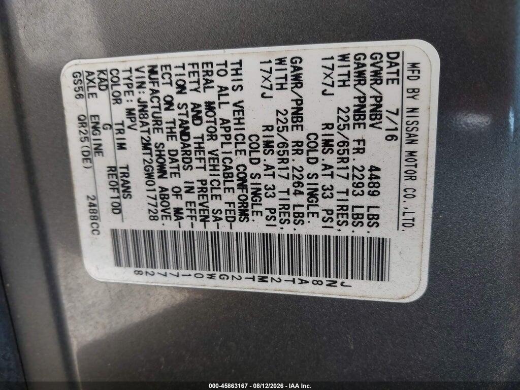 JN8AT2MT2GW017728 2016 NISSAN ROGUE photo no. 9