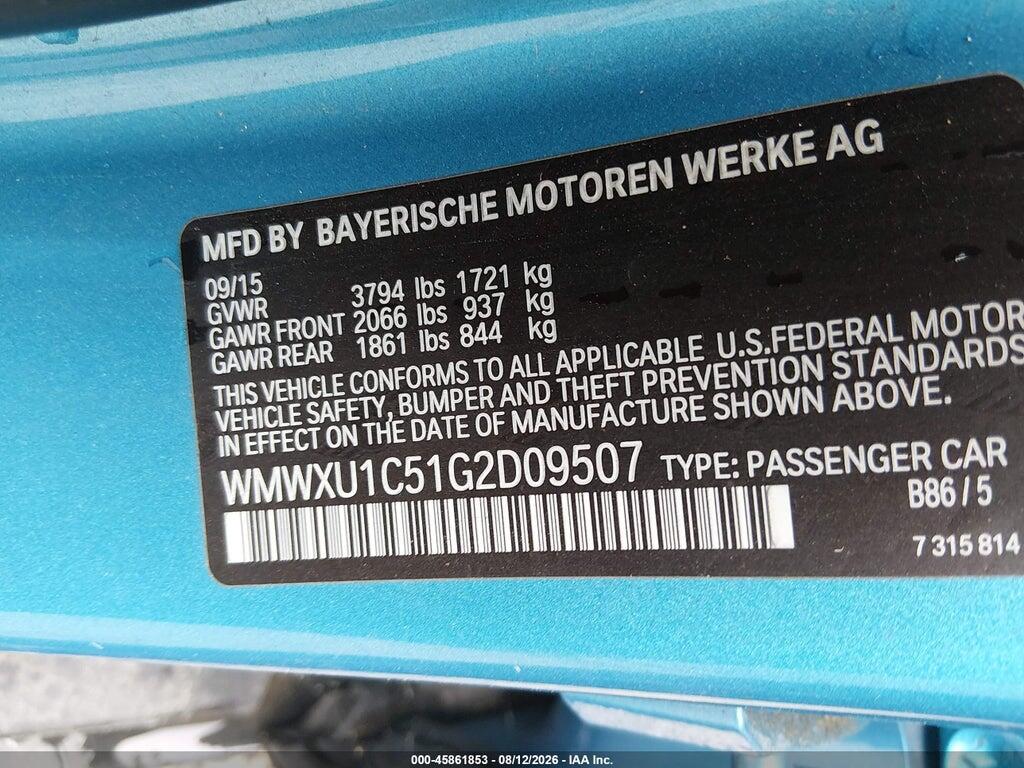 WMWXU1C51G2D09507 2016 MINI HARDTOP photo no. 9