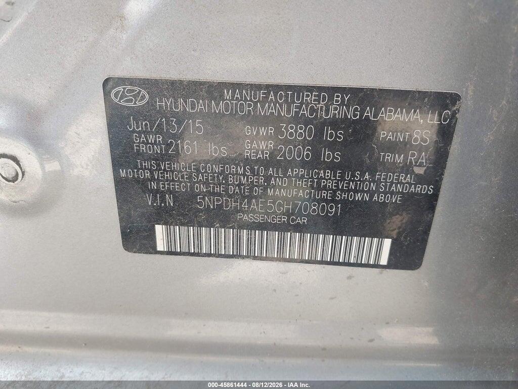 5NPDH4AE5GH708091 2016 HYUNDAI ELANTRA photo no. 9