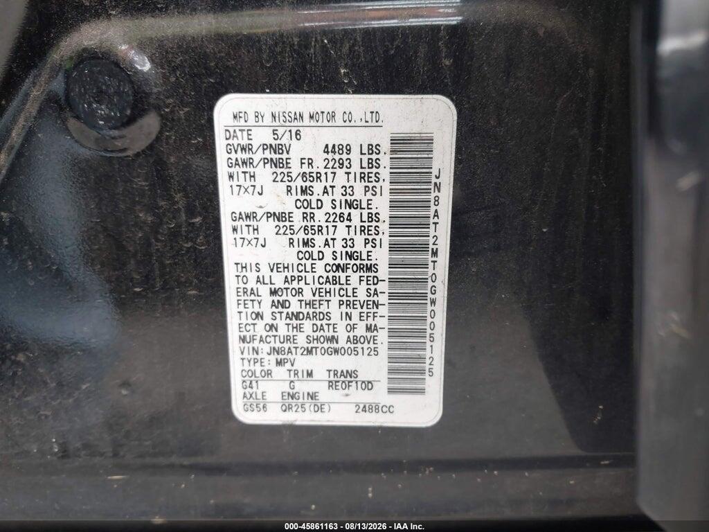 JN8AT2MT0GW005125 2016 NISSAN ROGUE photo no. 9