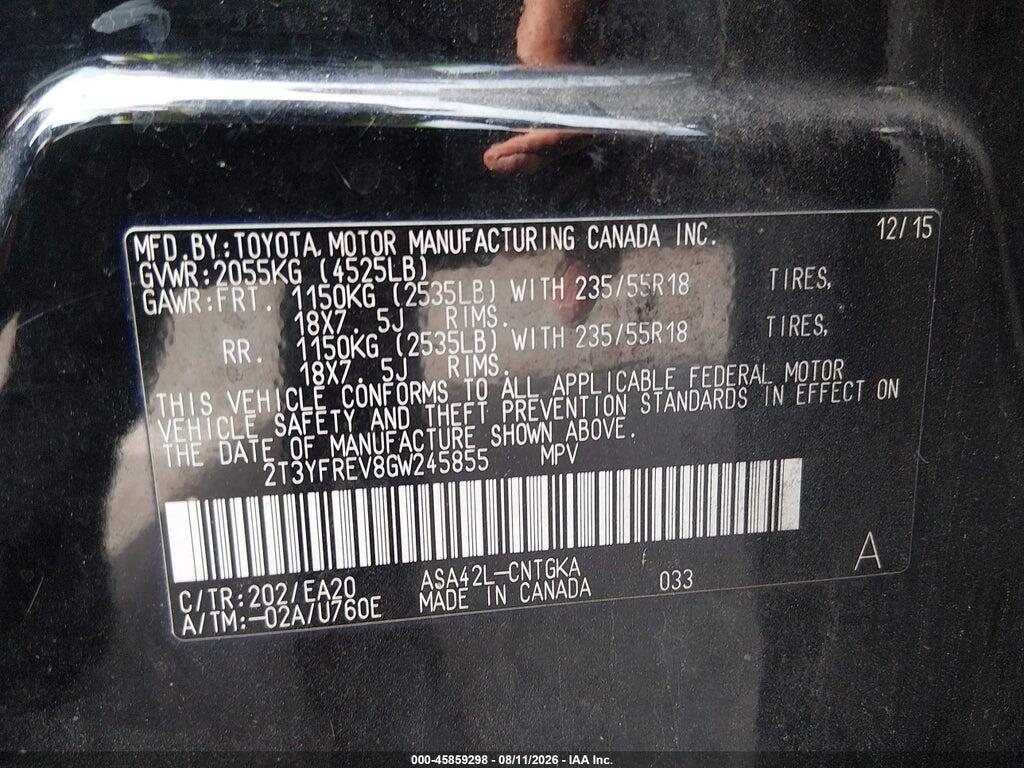 2T3YFREV8GW245855 2016 TOYOTA RAV4 photo no. 9
