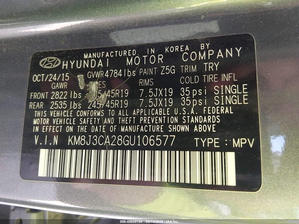 KM8J3CA28GU106577 2016 HYUNDAI TUCSON photo no. 9