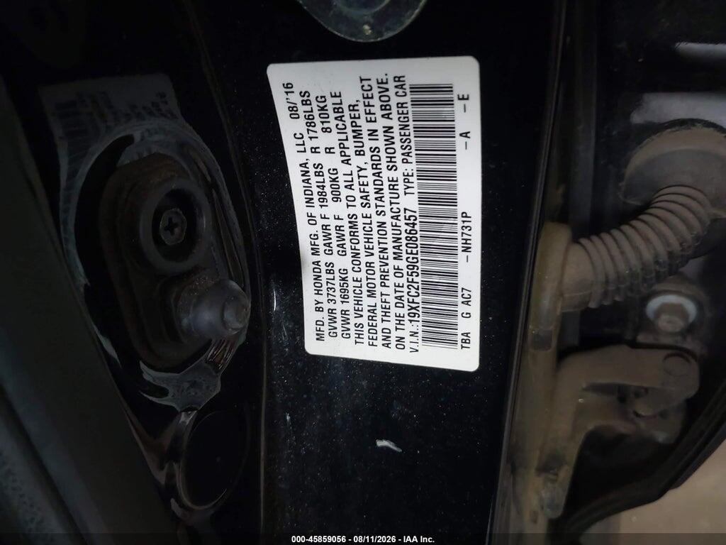 19XFC2F59GE086457 2016 HONDA CIVIC photo no. 9