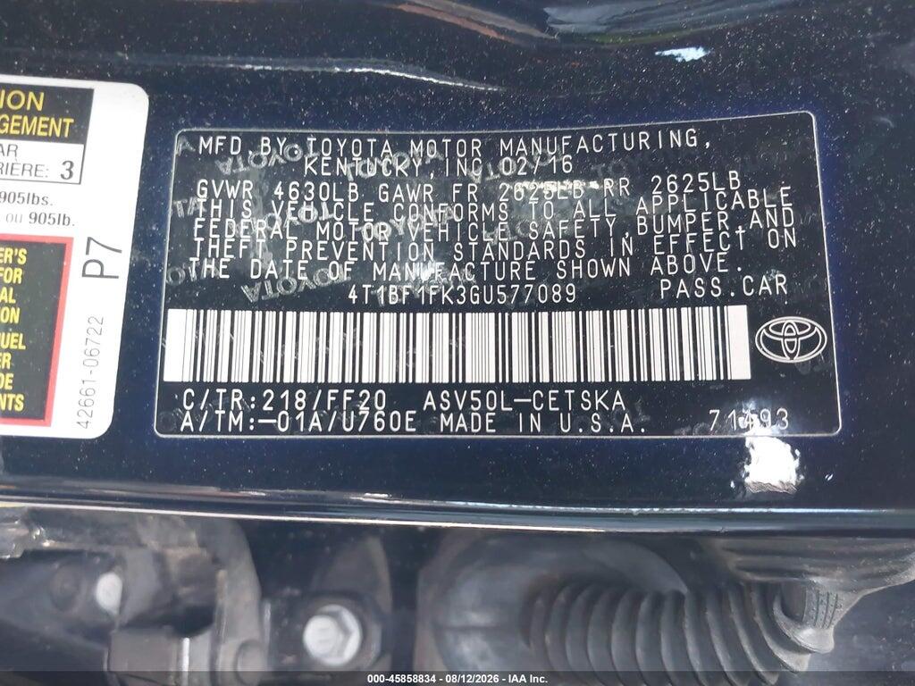 4T1BF1FK3GU577089 2016 TOYOTA CAMRY photo no. 9