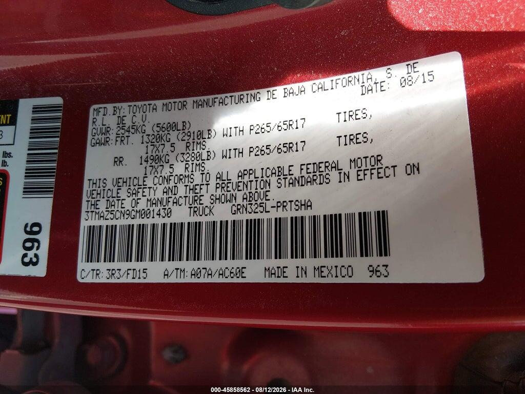 3TMAZ5CN9GM001430 2016 TOYOTA TACOMA photo no. 9