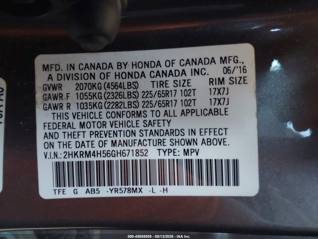 2HKRM4H56GH671852 2016 HONDA CR-V photo no. 9