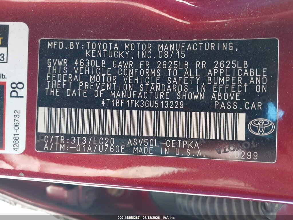 4T1BF1FK3GU513229 2016 TOYOTA CAMRY photo no. 9