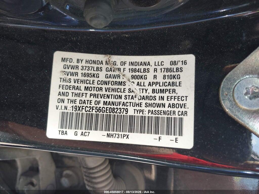 19XFC2F56GE082379 2016 HONDA CIVIC photo no. 9