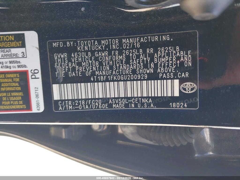 4T1BF1FK0GU200929 2016 TOYOTA CAMRY photo no. 9