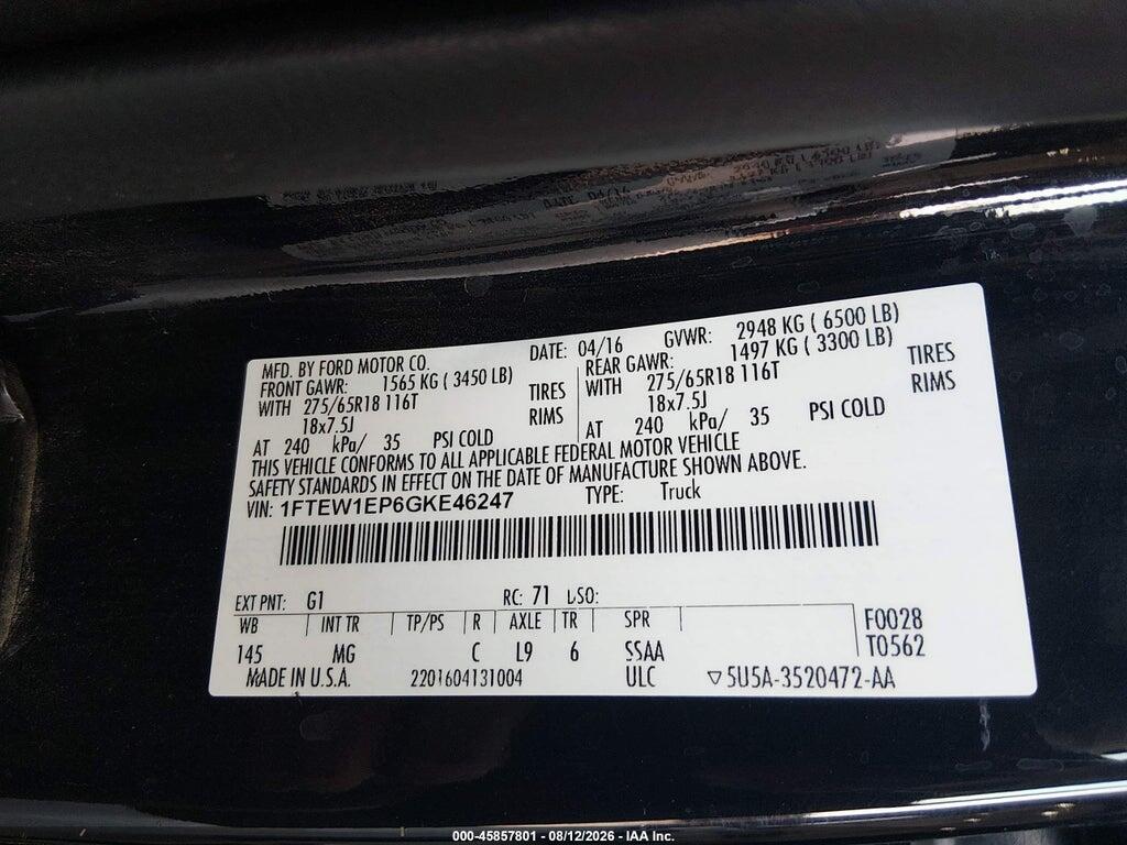 1FTEW1EP6GKE46247 2016 FORD F-150 photo no. 9