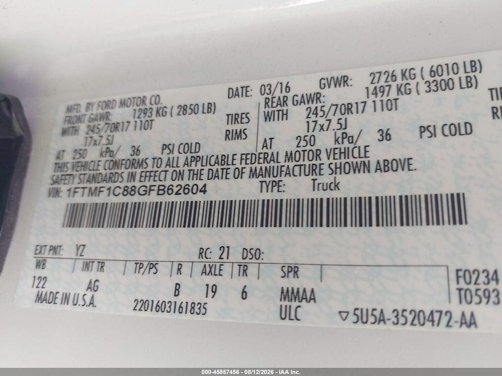 1FTMF1C88GFB62604 2016 FORD F-150 photo no. 9