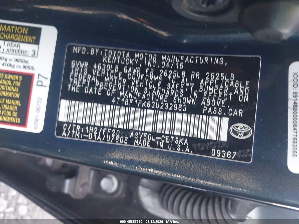 4T1BF1FK6GU232963 2016 TOYOTA CAMRY photo no. 9
