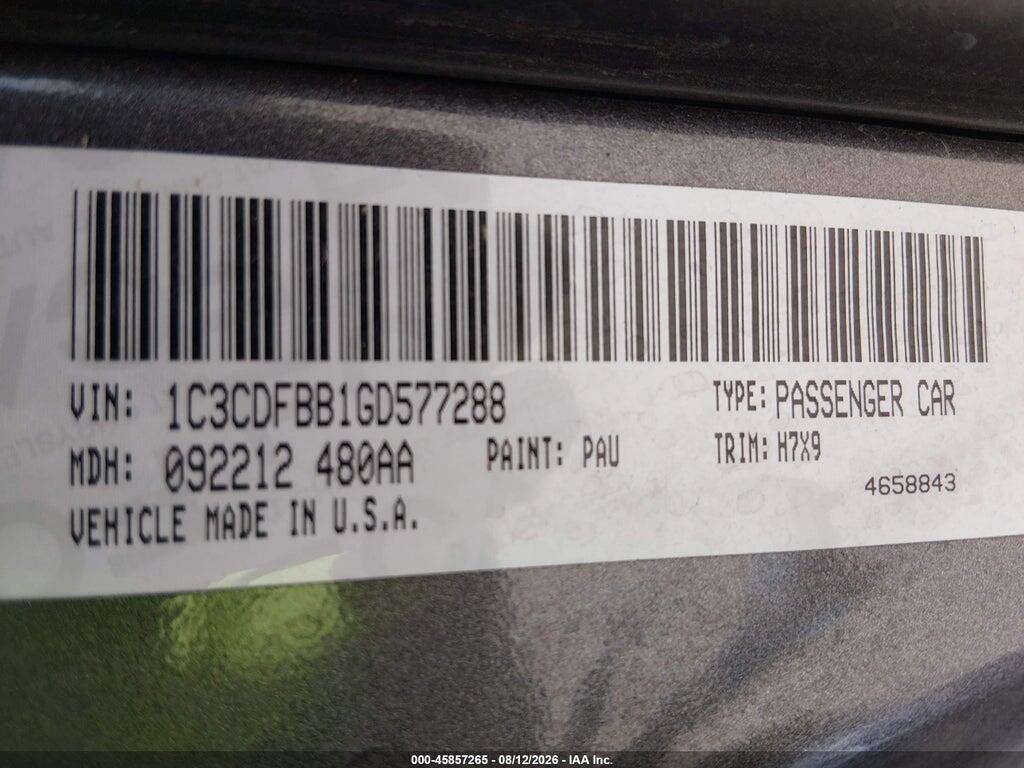 1C3CDFBB1GD577288 2016 DODGE DART photo no. 9