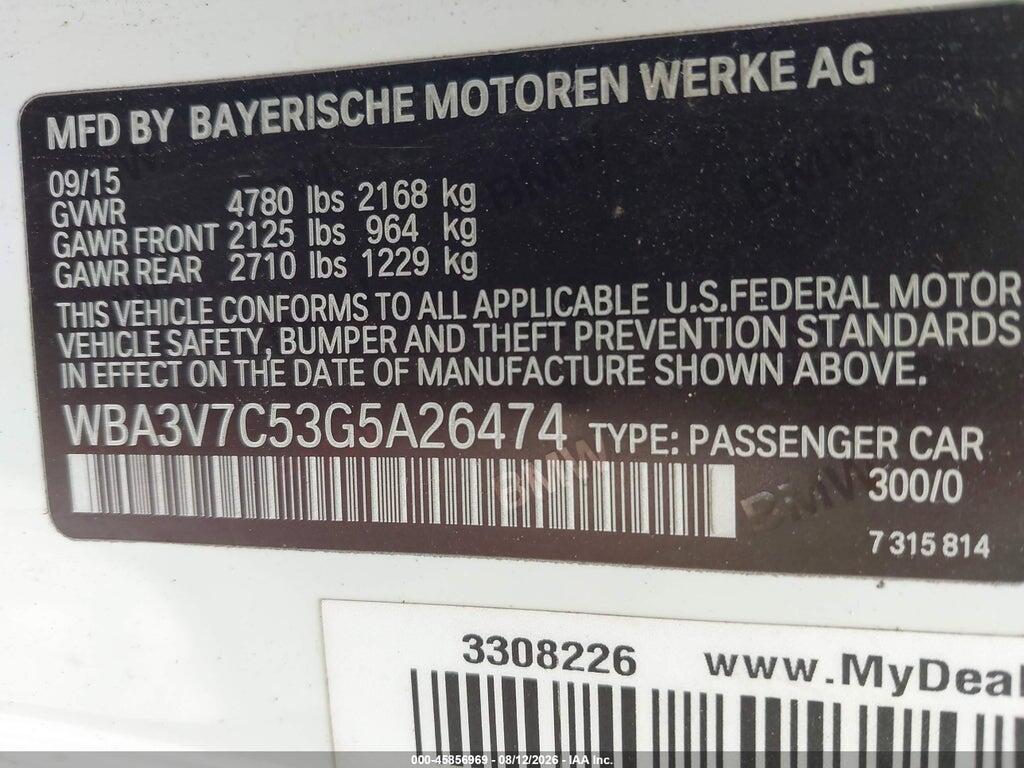 WBA3V7C53G5A26474 2016 BMW 428I photo no. 9