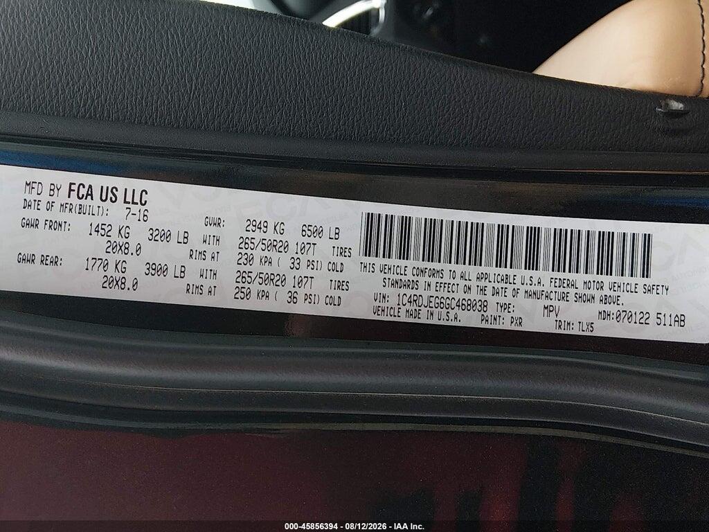 1C4RDJEG6GC468038 2016 DODGE DURANGO photo no. 9