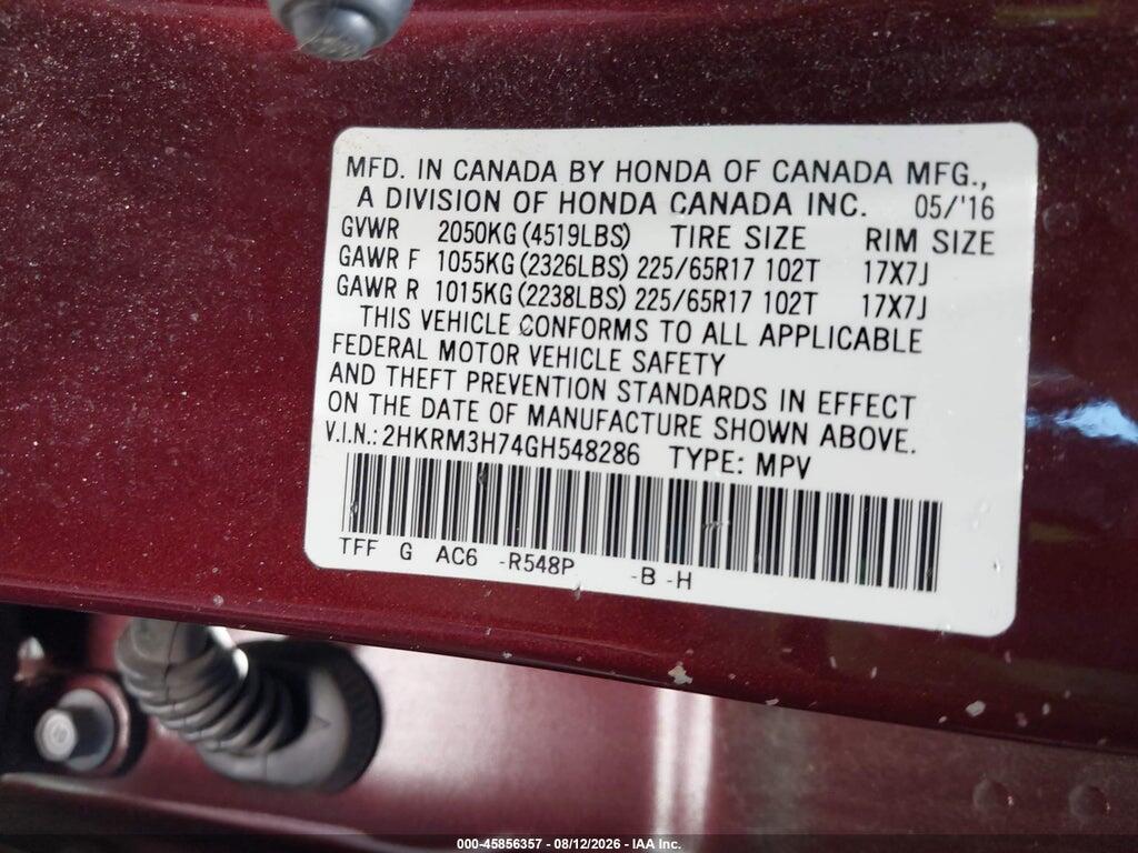 2HKRM3H74GH548286 2016 HONDA CR-V photo no. 9
