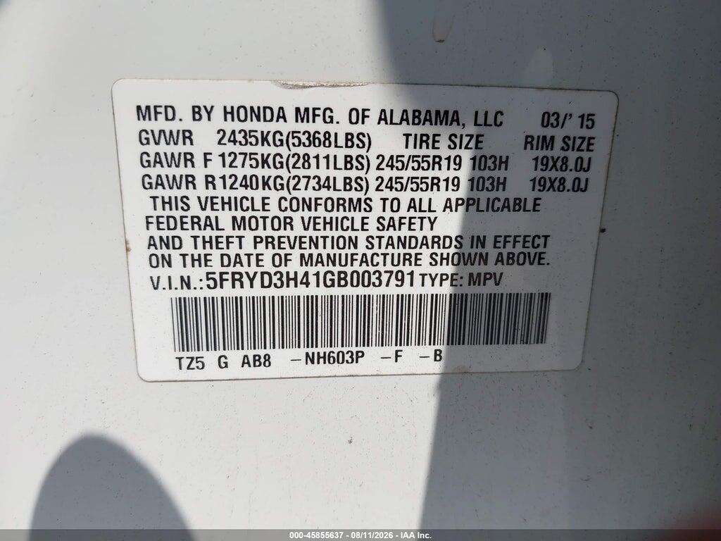 5FRYD3H41GB003791 2016 ACURA MDX photo no. 9