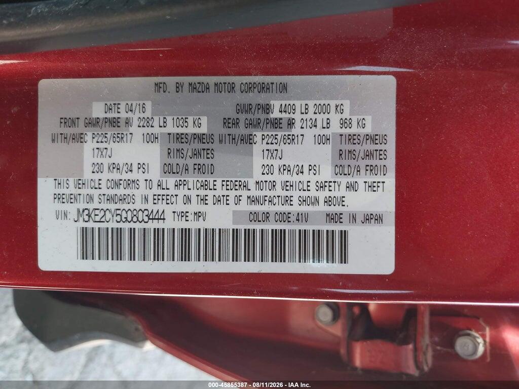 JM3KE2CY5G0803444 2016 MAZDA CX-5 photo no. 9
