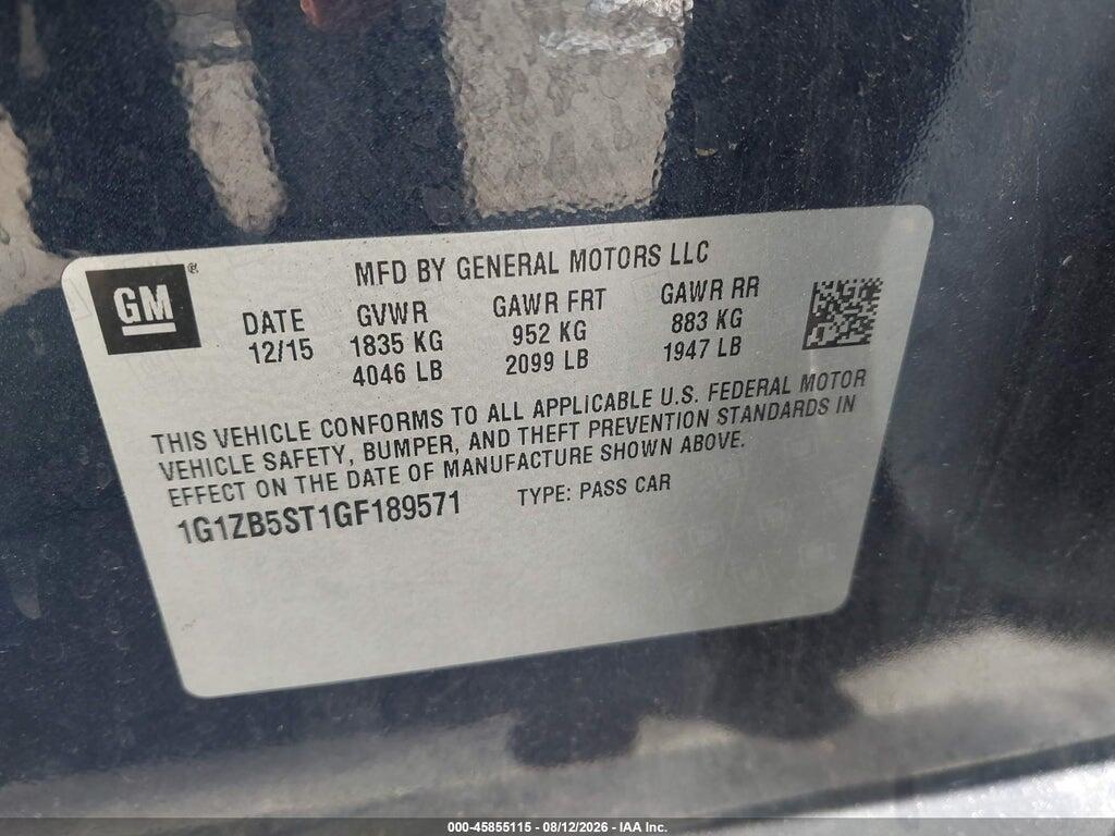 1G1ZB5ST1GF189571 2016 CHEVROLET MALIBU photo no. 9
