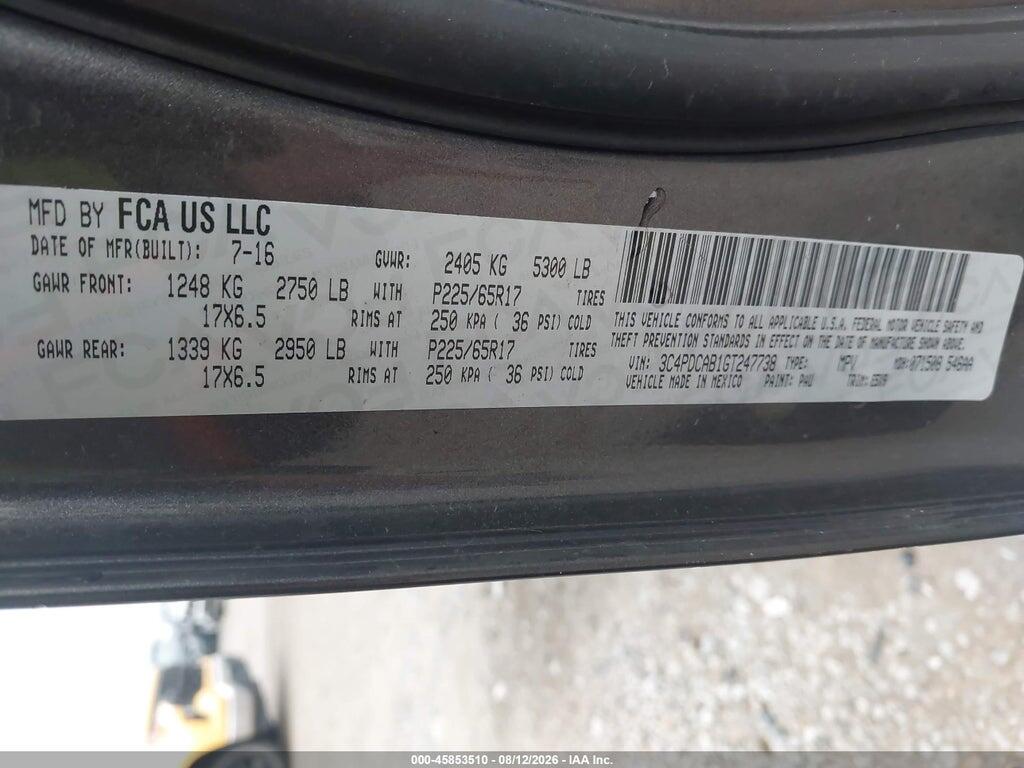 3C4PDCAB1GT247738 2016 DODGE JOURNEY photo no. 9