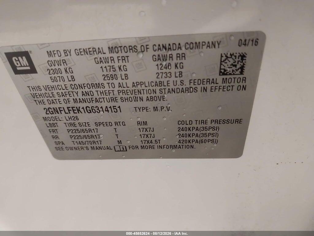 2GNFLFEK1G6314151 2016 CHEVROLET EQUINOX photo no. 9