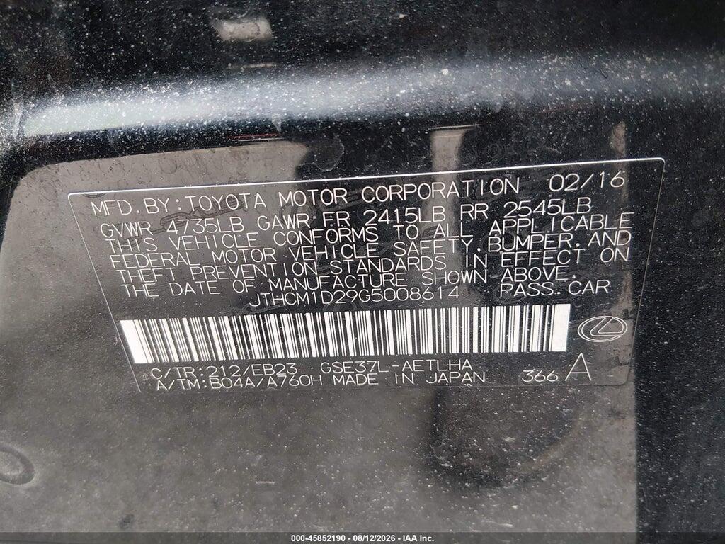 JTHCM1D29G5008614 2016 LEXUS IS 300 photo no. 9