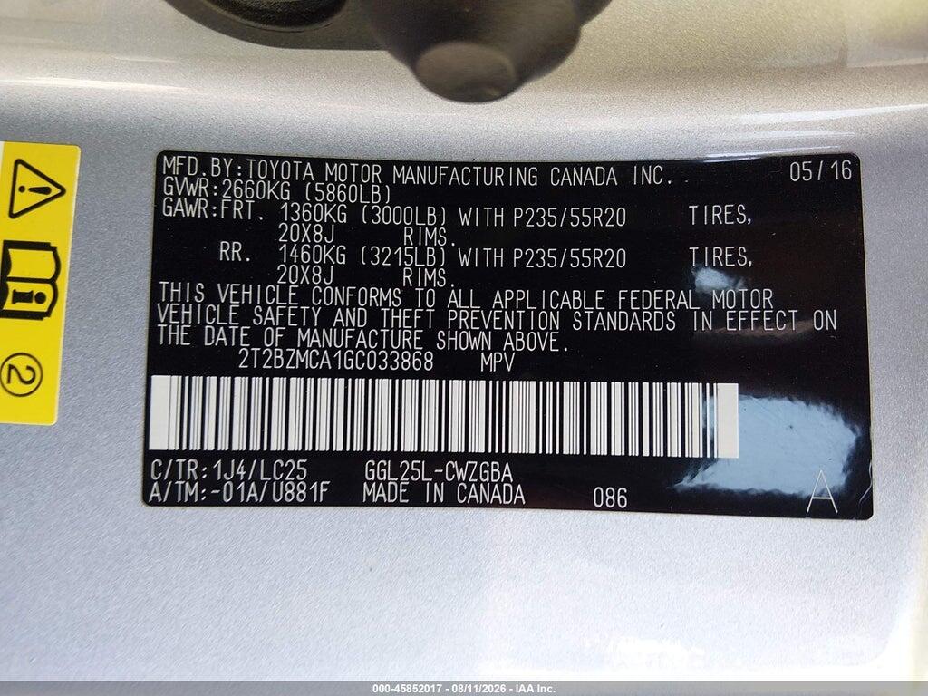 2T2BZMCA1GC033868 2016 LEXUS RX 350 photo no. 9