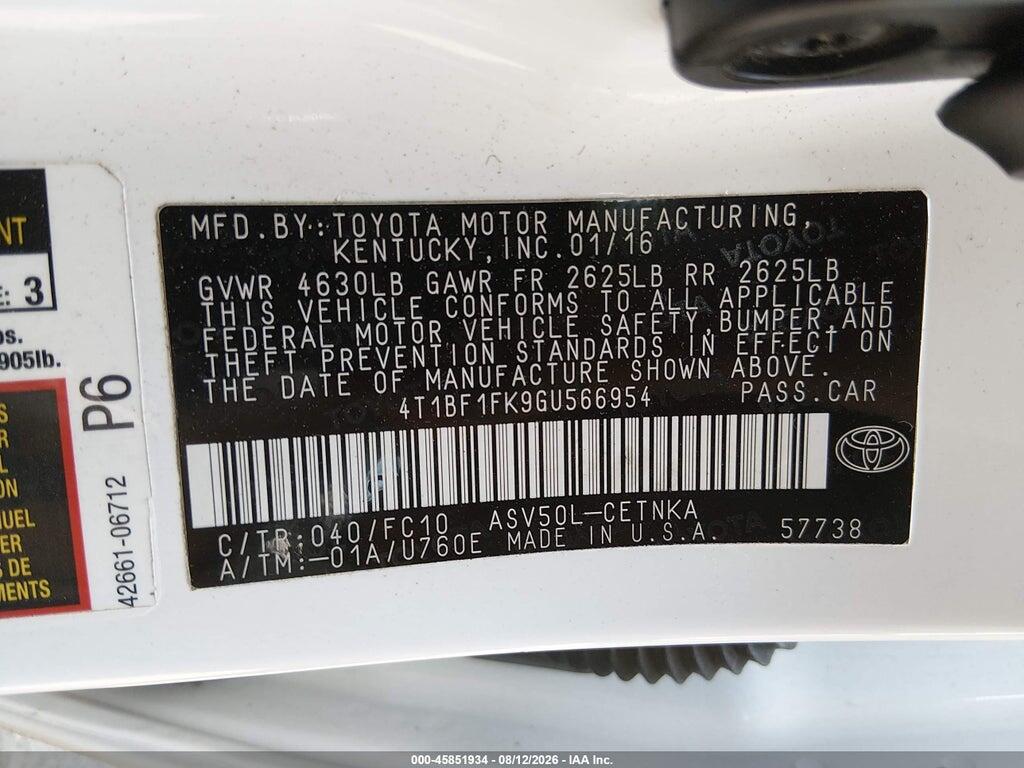 4T1BF1FK9GU566954 2016 TOYOTA CAMRY photo no. 9
