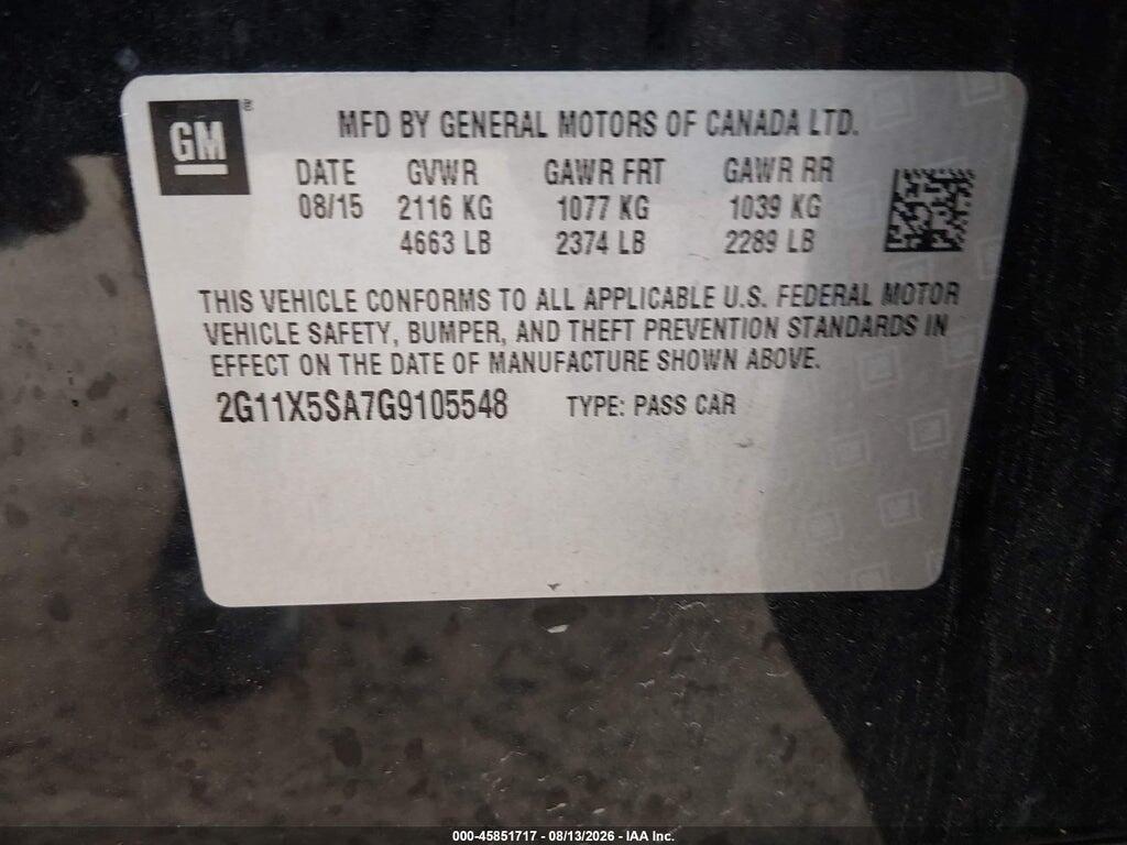 2G11X5SA7G9105548 2016 CHEVROLET IMPALA photo no. 9