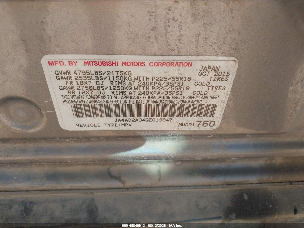 JA4AD2A34GZ013847 2016 MITSUBISHI OUTLANDER photo no. 9