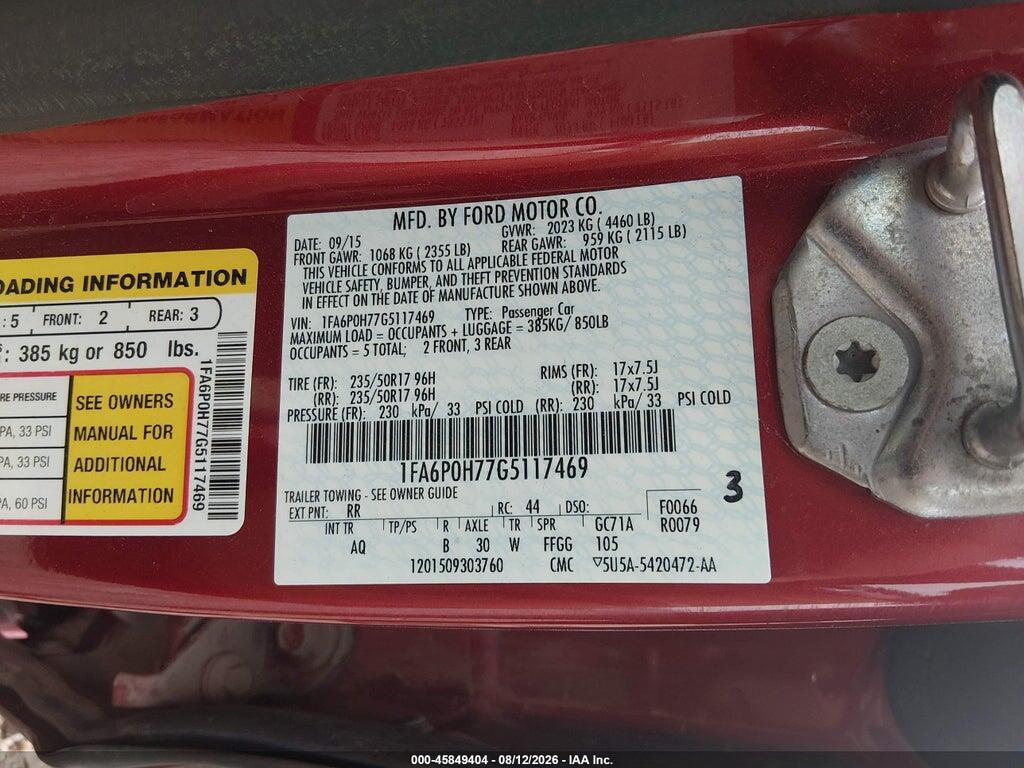 1FA6P0H77G5117469 2016 FORD FUSION photo no. 9
