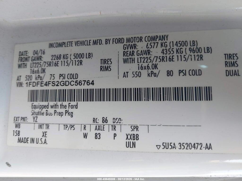 1FDFE4FS2GDC56764 2016 FORD E-450 CUTAWAY photo no. 8