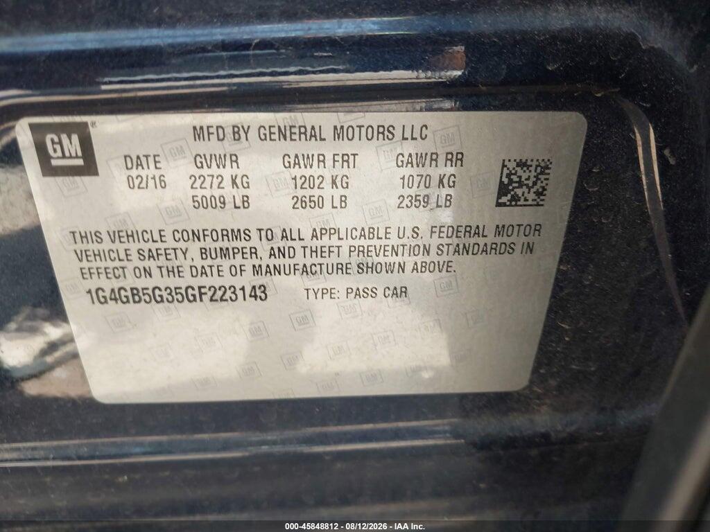 1G4GB5G35GF223143 2016 BUICK LACROSSE photo no. 9