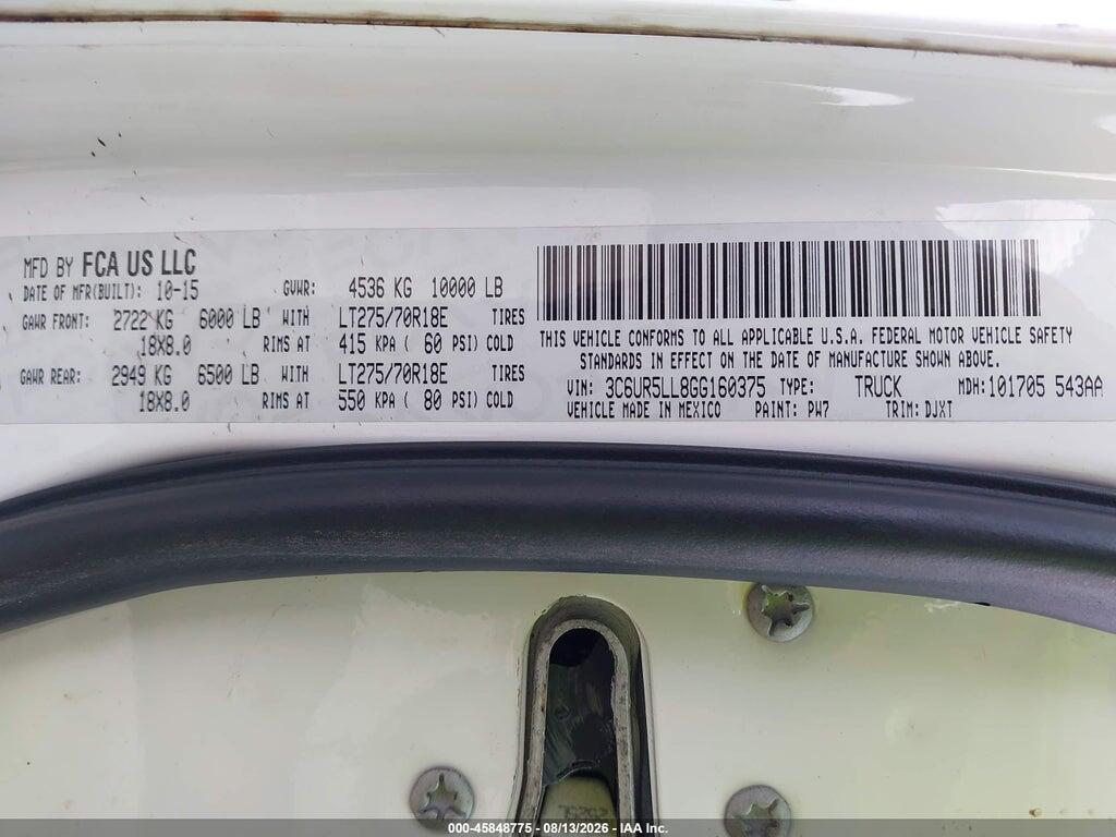 3C6UR5LL8GG160375 2016 RAM 2500 photo no. 9
