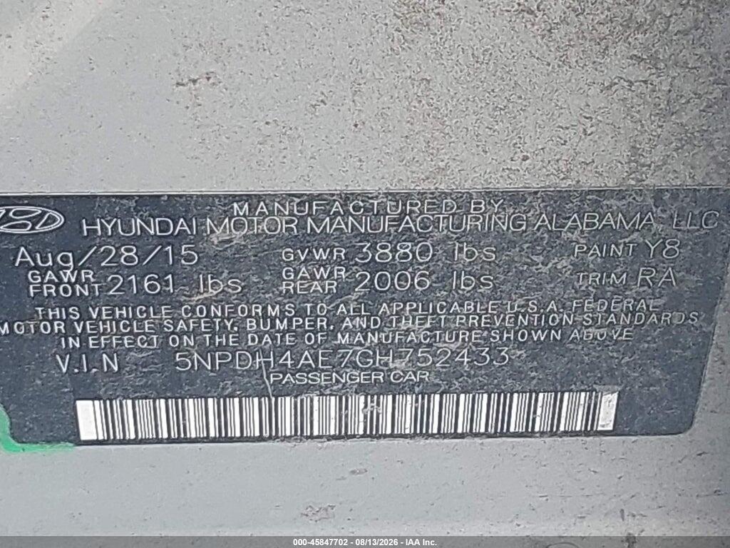 5NPDH4AE7GH752433 2016 HYUNDAI ELANTRA photo no. 9