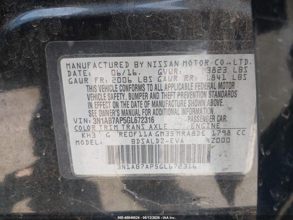 3N1AB7AP5GL672316 2016 NISSAN SENTRA photo no. 9