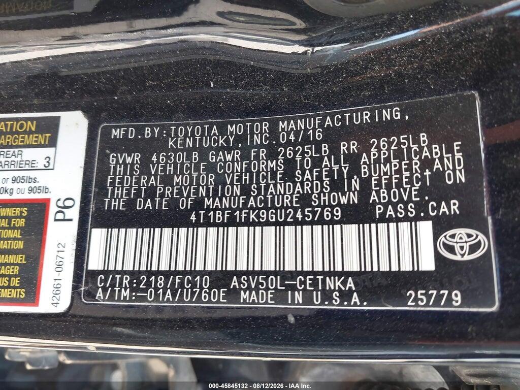 4T1BF1FK9GU245769 2016 TOYOTA CAMRY photo no. 9