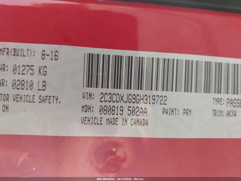 2C3CDXJG9GH319722 2016 DODGE CHARGER photo no. 9