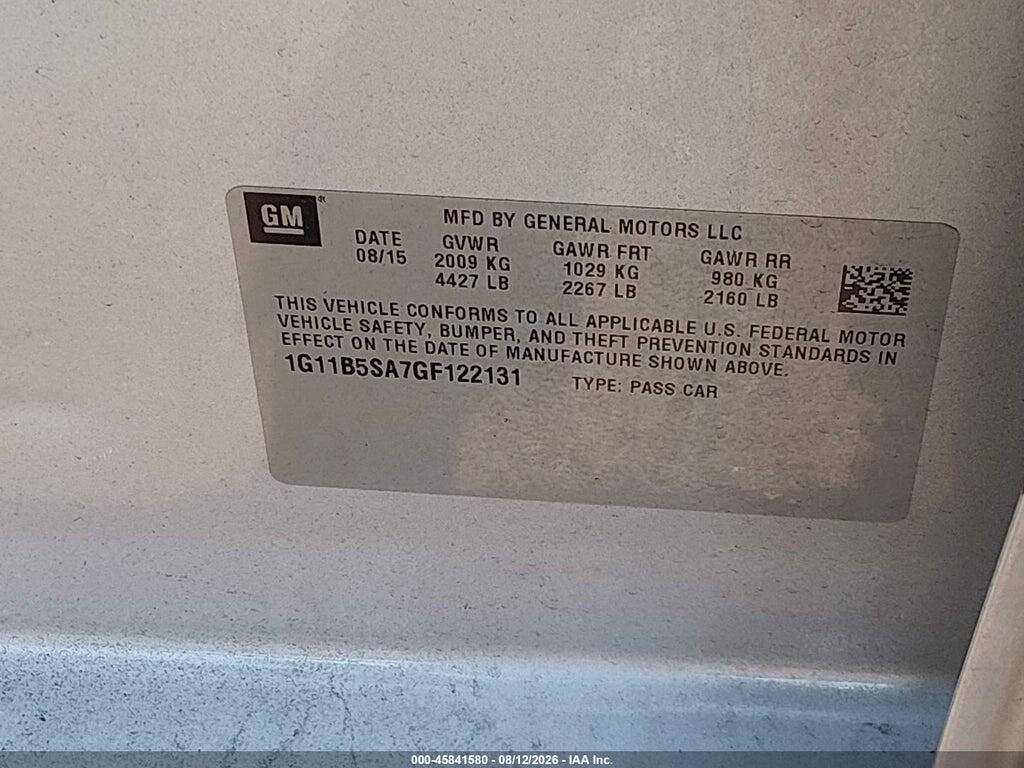 1G11B5SA7GF122131 2016 CHEVROLET MALIBU LIMITED photo no. 9