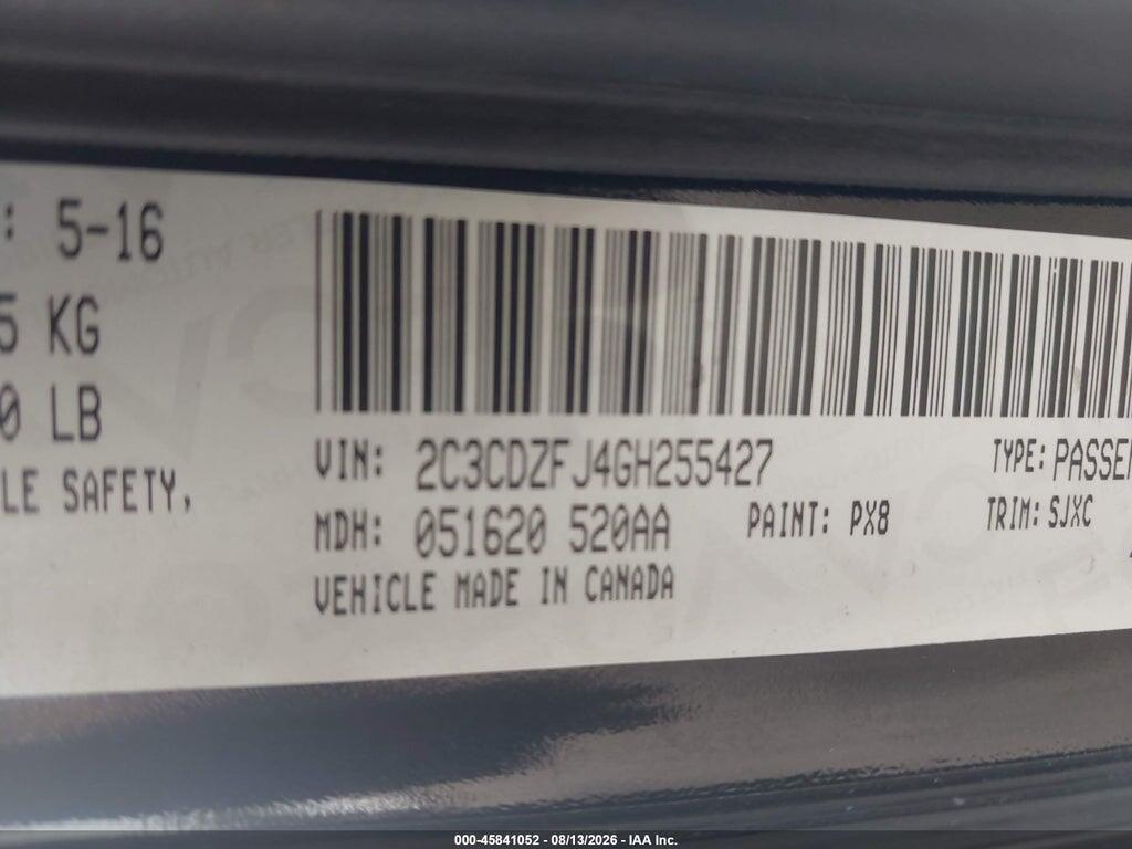 2C3CDZFJ4GH255427 2016 DODGE CHALLENGER photo no. 9